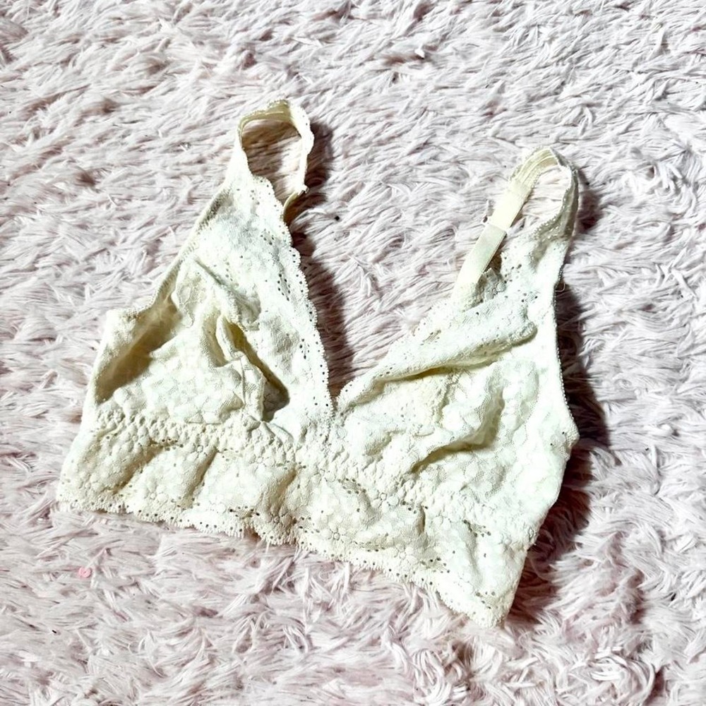 Cream Floral Lace Whimsical Boho Clean Girl Delicate Bralette Womens S Cottage
